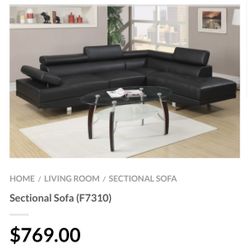 Black Leatherette Sectional Sofa 