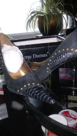 Black suede heel