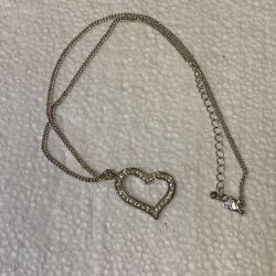 Heart Pendant 20 Inch Necklace with Rhinestone Accents