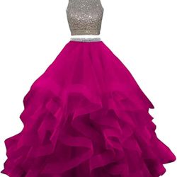 raspberry 2 piece prom formal dance maxi top and skirt size 4 - 6 B4