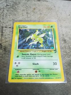 Holo Scyther, Base Set 2 Pokemon Card,