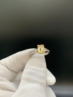 SILVER YELLOW STONE RING #34444