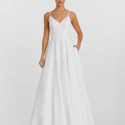 Mac Duggar V-Neck Crepe Ballgown