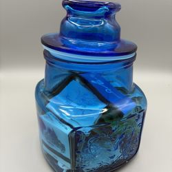 Antique Colbalt Blue Sealable Jar 7.5” Tall