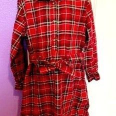 H&M Red Plaid Long Sleeve Girls Dress Size 10 Belt