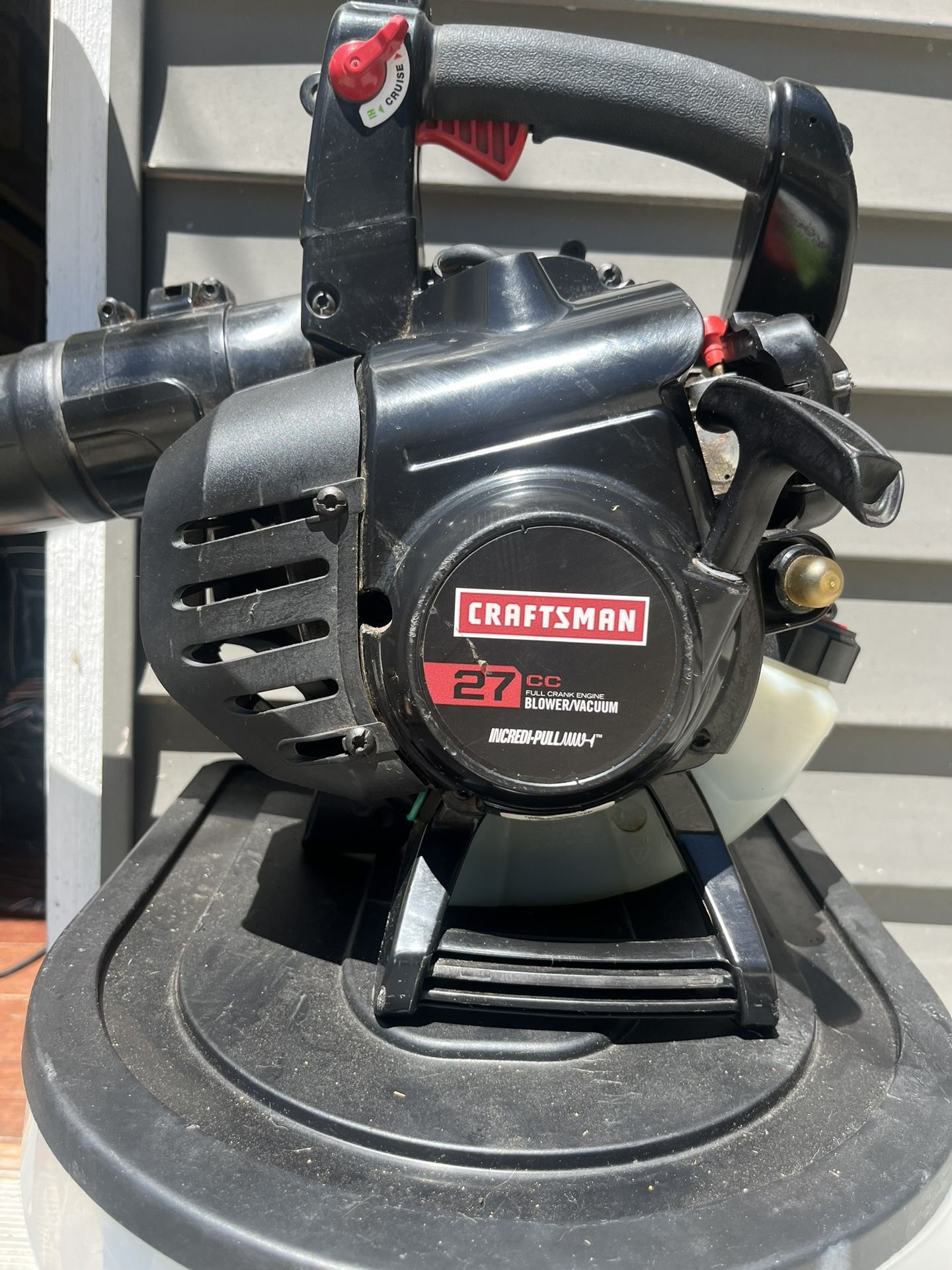 CRAFTSMAN BV245 27cc 2-Cycle Full Crank Engine Gas Powered Leaf Blower - Handheld Gasoline Blower with Vacuum