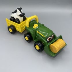 John Deere Build-a-Buddy Bonnie Scoop Tractor w/Wagon, Cow Screwdriver toy set