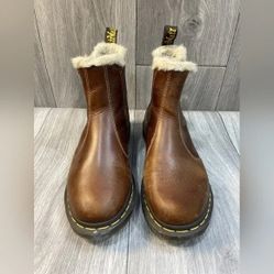 Dr. Martens Brown Faux Fur Lined Chelsea Boots 2976 Women 7 Or Men 6
