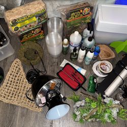 Reptile/Snake Supply Bundle – Substrate, Lamps, Sprays, Decor & More