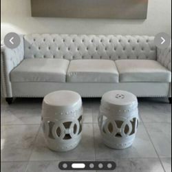 White Chesterfield Couch 