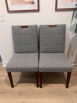 $80 pair of gray upholstered dining chairs