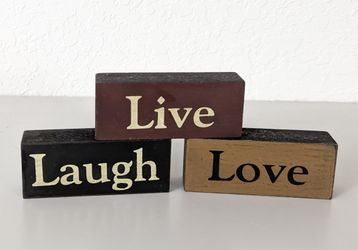 Live Laugh Love 3 Piece Wood Block Set