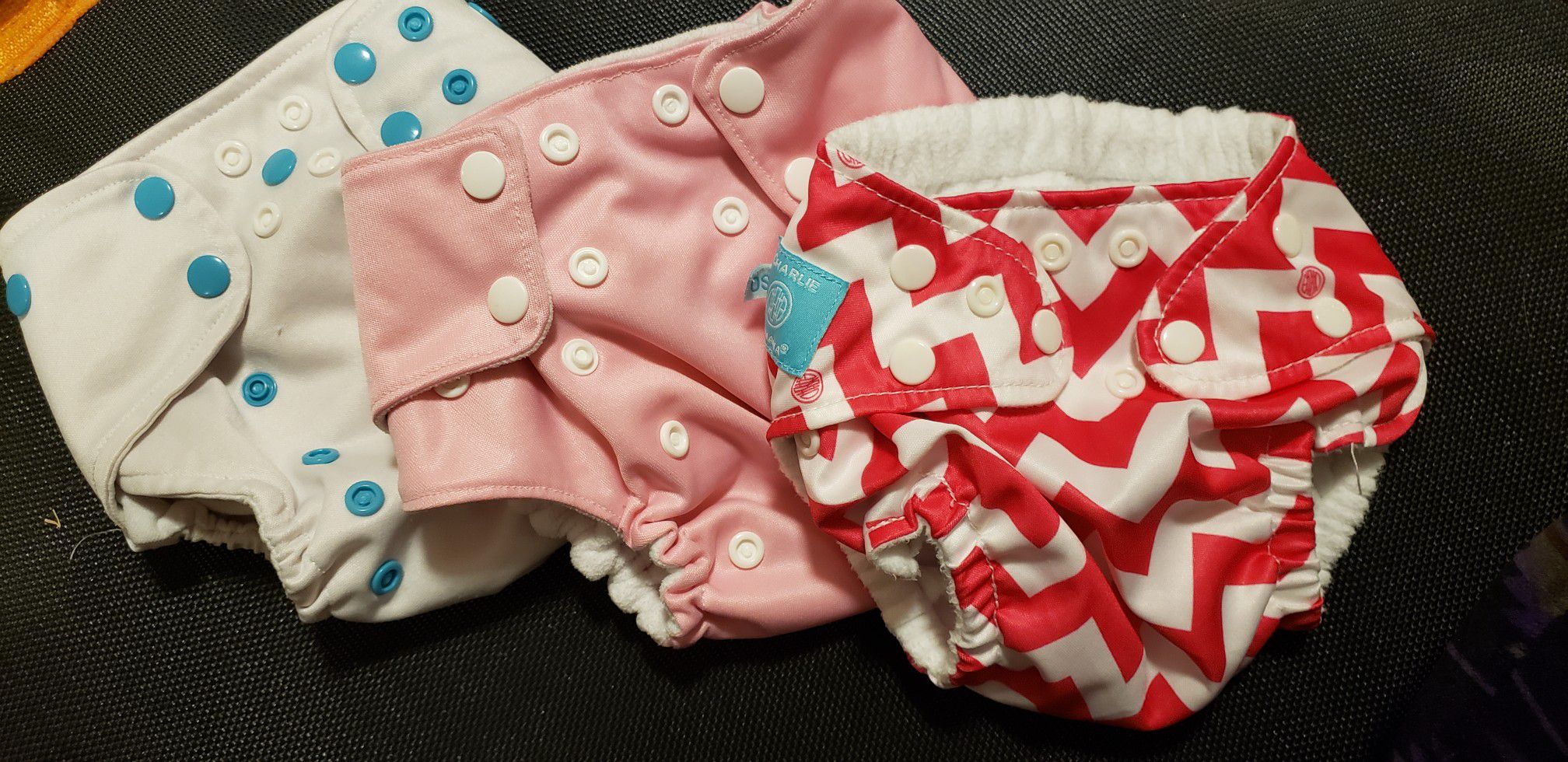 Lot of three cloth diapers. Insert style. Clean good condition.
