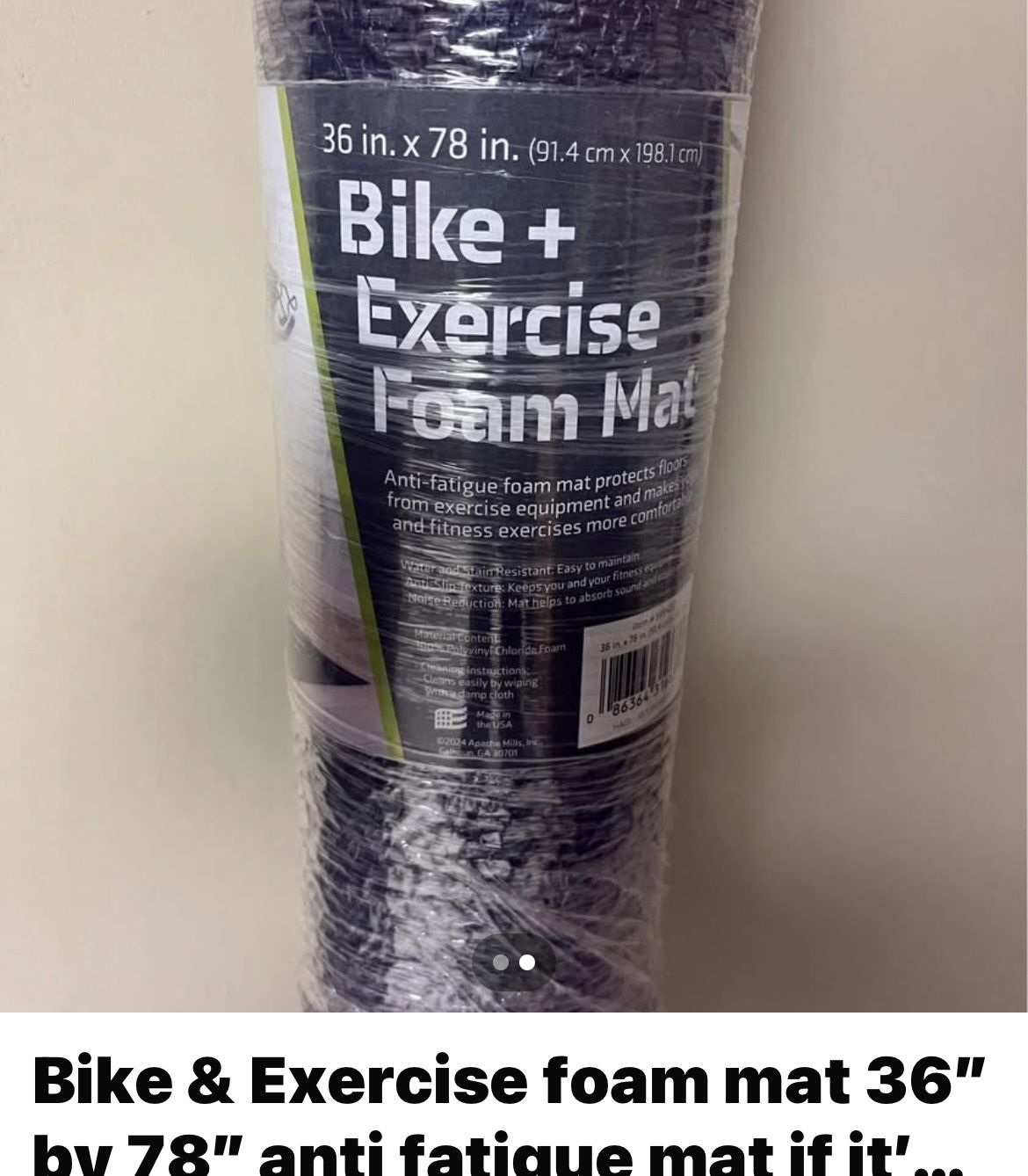 Bike & Exercise foam mat 36”by 78” anti fatigue mat