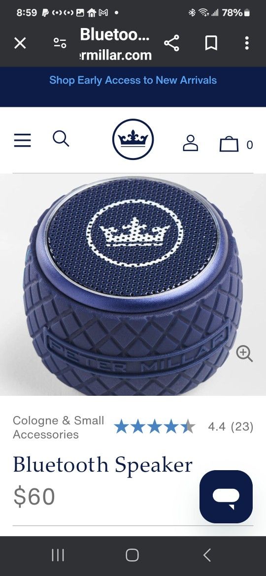 PETER MILLAR MINI BLUETOOTH SPEAKER.