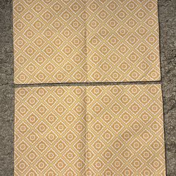 Set Of 2 Vtg Multi Floral Decorative Rectangle Reversible Table Placemats 19x13”