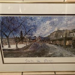 Print Copy Of An Original Santa Fe Plaza oil based Painting
