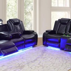 💥FREE DELIVERY💥Brand New POWER, LED, USB  2PC Reclining Sofa Loveseat Set 