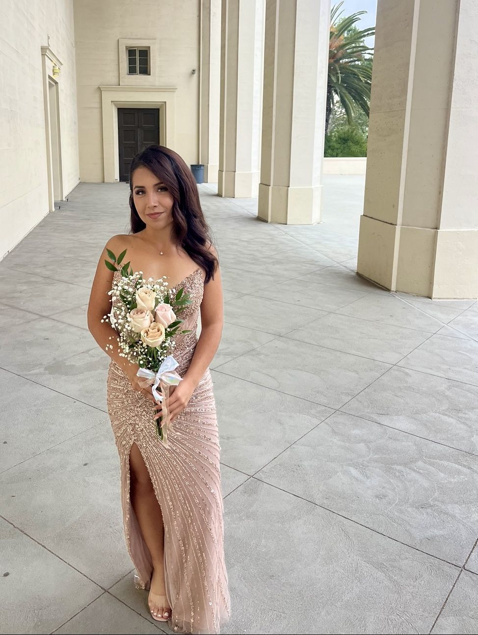 Gorgeous rose gold sequin corset dress #promdress