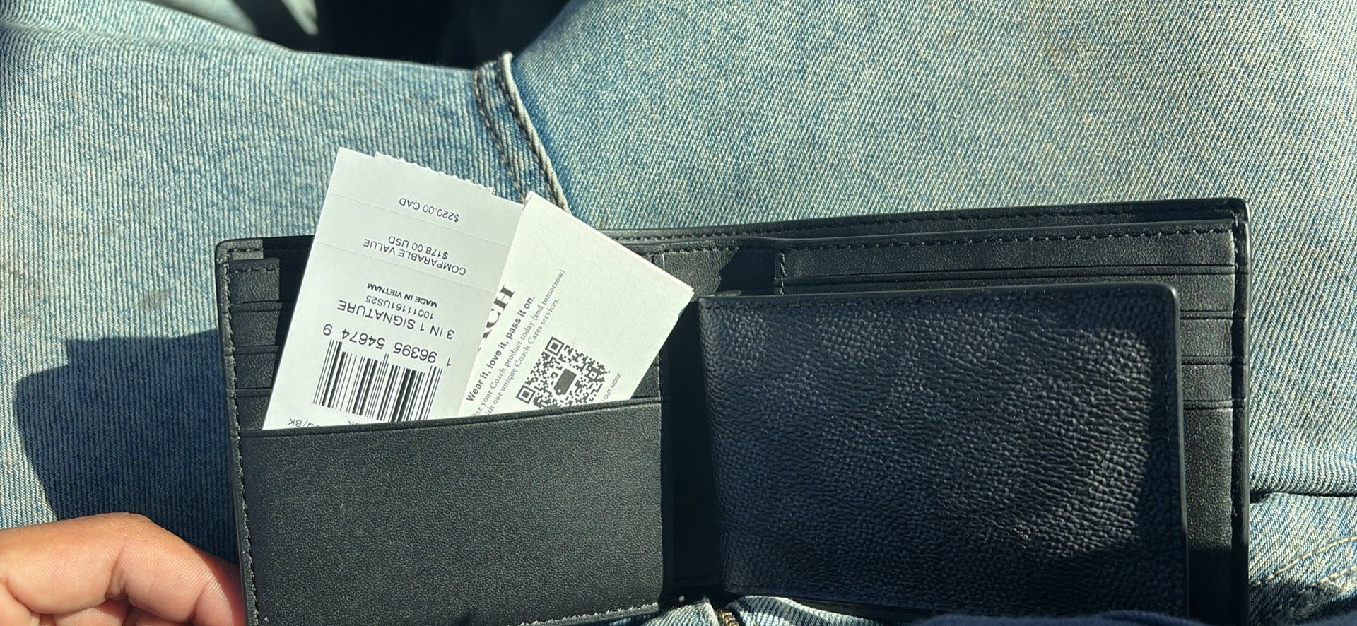 coach mens black wallet new