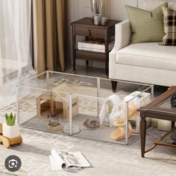 Acrylic Dog Playpen Fence Exercise Play Pen for Cats, Puppies, Rabbits - 49"x25"x16"