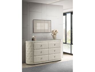 Sonya Ivory 6-drawer Upholstered Bedroom Dresser
