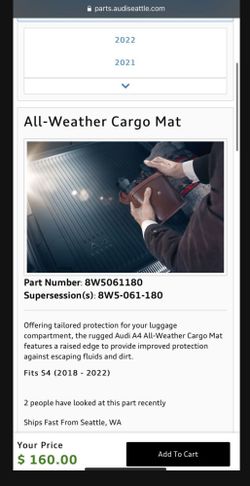 Audi S4/A4 Trunk Liner Mat