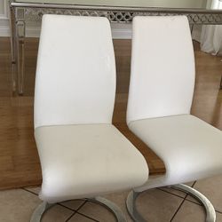 White Leather Dinning Chairs
