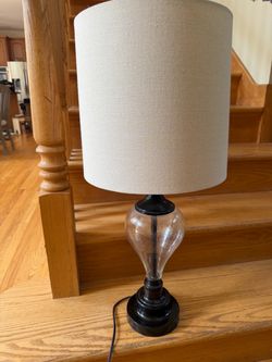 Clear Glass Table Lamp with Black Base