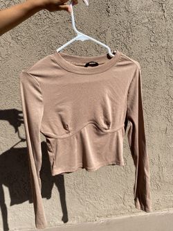 Brown Long sleeve cropped top