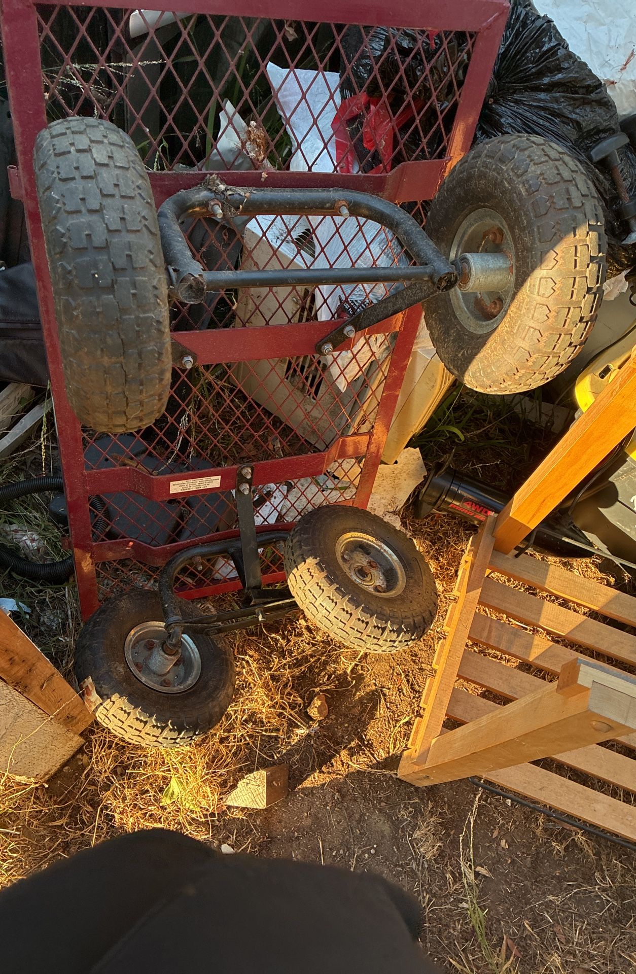 Wagon Flat Bed Large Wheels No Handle To Pull With
