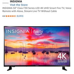 INSIGNIA 50" Class F30 Series LED 4K UHD Smart Fire TV, Voice Remote with Alexa, Stream Live TV Without Cable TV wall mount included for fre
