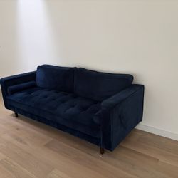 Navy Blue Velvet Couch 34Wx85Lx30H
