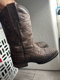 basket-weave western boots