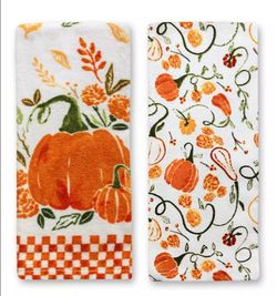 Fall 2-Piece Classic Pumpkin Kitchen Towel Set