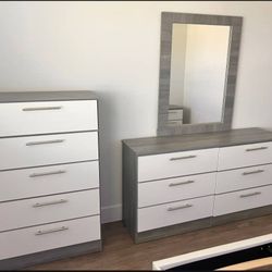 DRESSER WITH MIRROR AND CHEST 