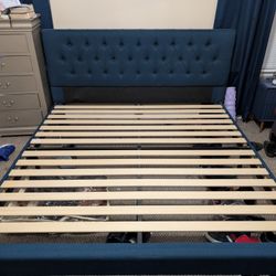 king bed frame blue