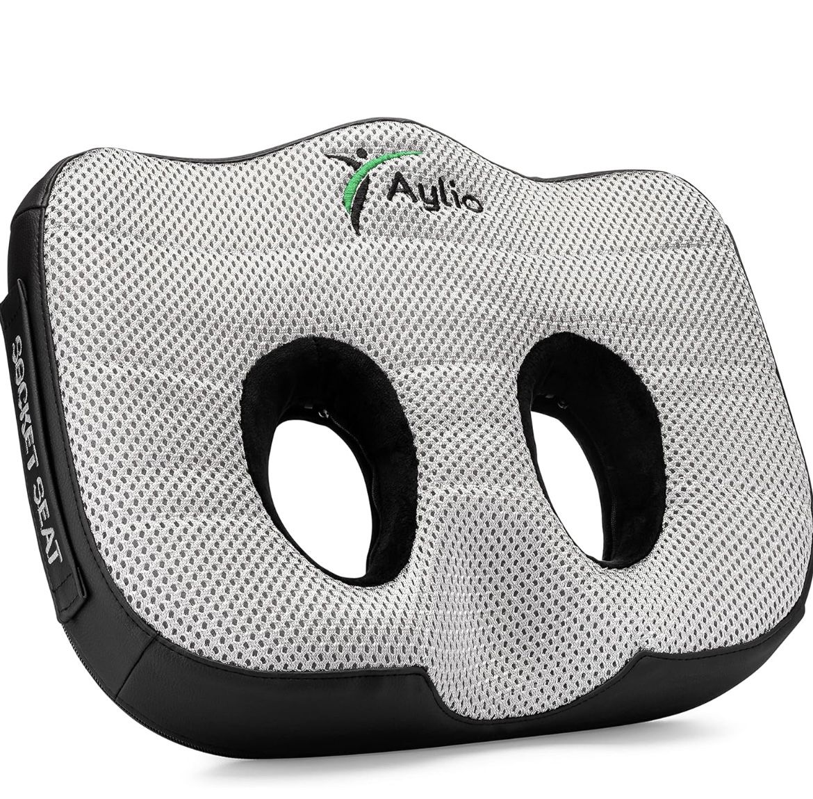 Aylio Socket Seat Cushion for Sit Bone and Back Pain Relief, Butt, Tailbone, Hip, Hamstring, Posture Support - Firm Memory Foam Comfort Ischial Tubero