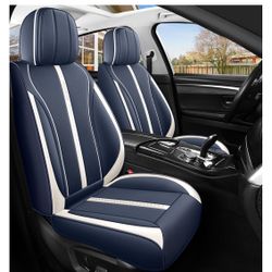 Red Rain Blue Leather Auto Seat Cushion Covers Full Set Universal Seat Covers for Cars Full Wrapped (Blue+White) (red +white ) both side $55
