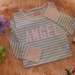 Victoria's Secret Size Small Gray & White Striped "ANGEL" Nightgown