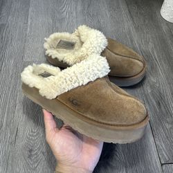 UGG Women's Disquette Chestnut Suede Slippers Platform Scuffs Shoes 1122550 US 7