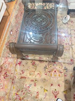 Ornate Glass Top Coffee Table