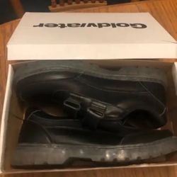 Brand New Goldwater Men’s Black Leather & Velcro Shoes Size 10
