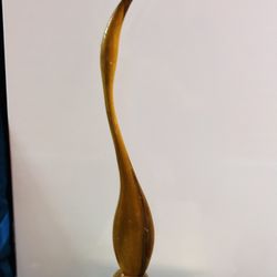 Vintage 20 inch Mid Century Modern Beautiful Hand Carved Wooden Crane  Modern Sleek Bird Statue