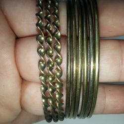 9 Brass Bracelets Swirl Solid Flat Smooth Small Size Petite Size Bracelets 