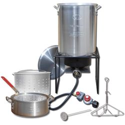Turkey Fryer Outdoor Fry Boil Package with 2 Pots, Silver, one Size