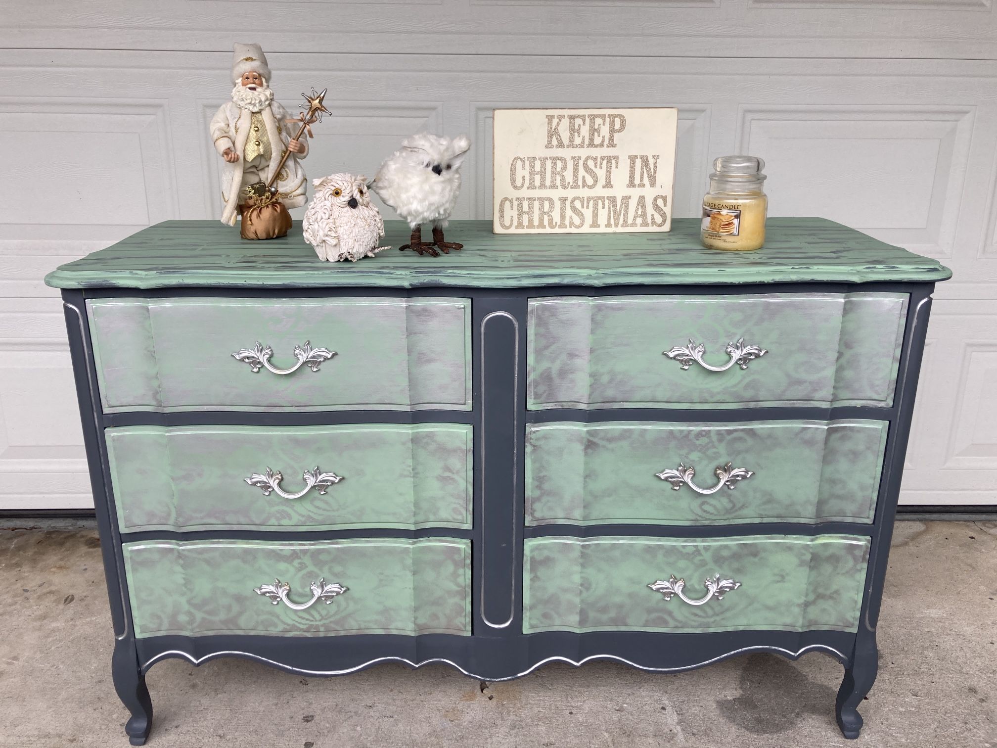 BeUtful Dresser Sage Green Grey Silver