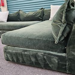 FREE DELIVERY!!!! Anthropologie "Denver" 2pc VELVET Sectional Couch ($4K Retail...60% + OFF!!!)