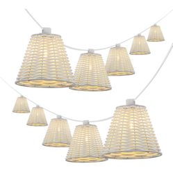 JONATHAN Y JYL8706B Payton 10-Light Indoor/Outdoor 10 ft. Classic Cottage LED G40 Faux-Rattan Shaded