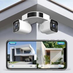 Dual Lens WiFi Outdoor Cameras For Home Security, 2.5K/5MP House Cameras With Audio And Video
